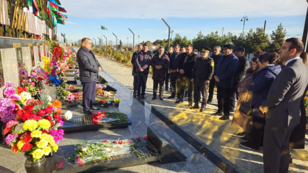 Şəhid Məhəmmədli İsmayıl Mahir oğlunun məzarı və ailəsi ziyarət edilib.