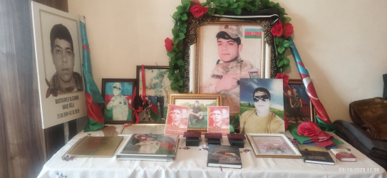 Şəhid Mustafayev Əlzamin Baxış oğlunun məzarı ziyarət edilib.